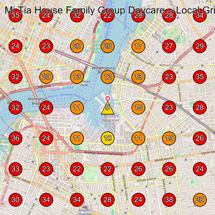 Mi Tia House Family Group Daycare GeoGrid visibility map for Day Care Center in Brooklyn